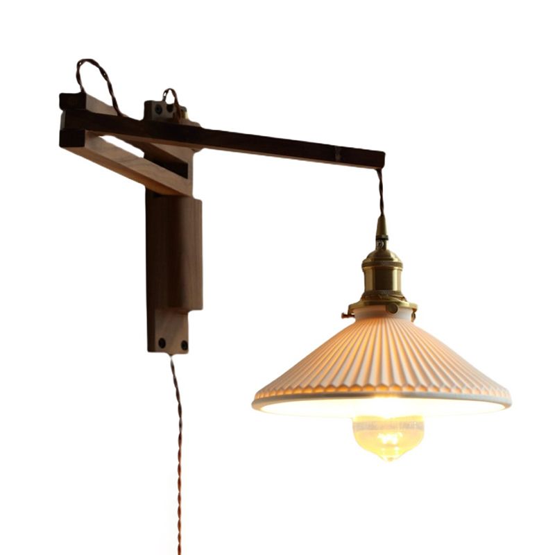 Moderner Stil ausgestellter Wandlampen Holz 1 Lichtwandbeleuchtung Armaturen