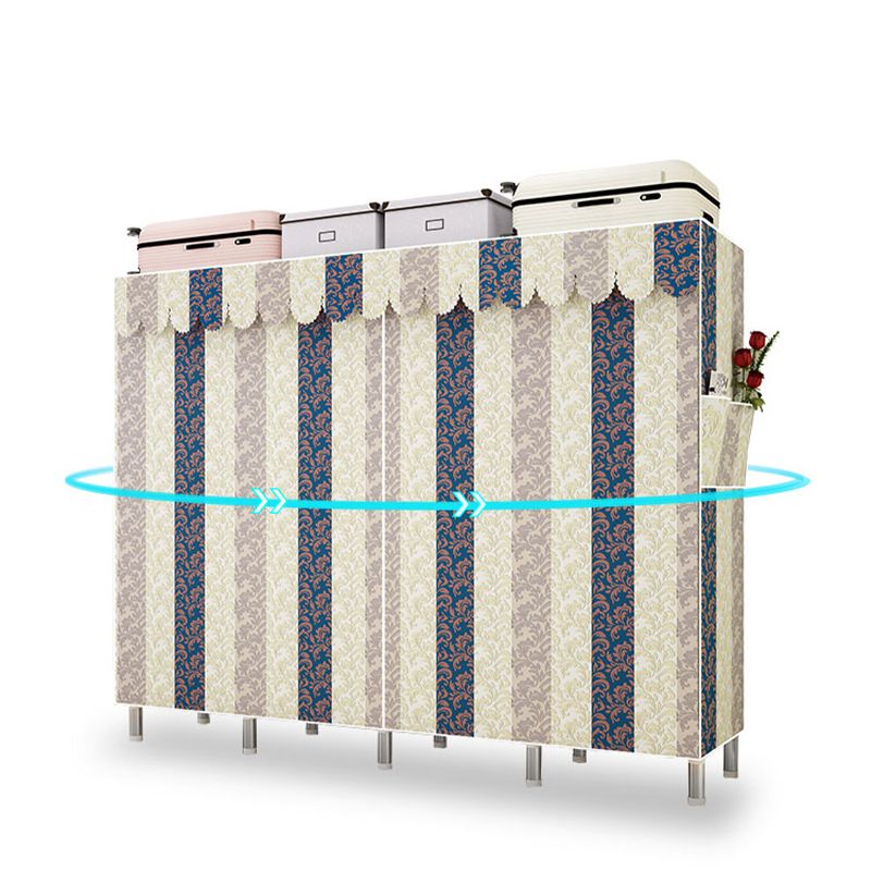 Contemporary Wardrobe Armoire Metal Armoire with Garment Rod for Home