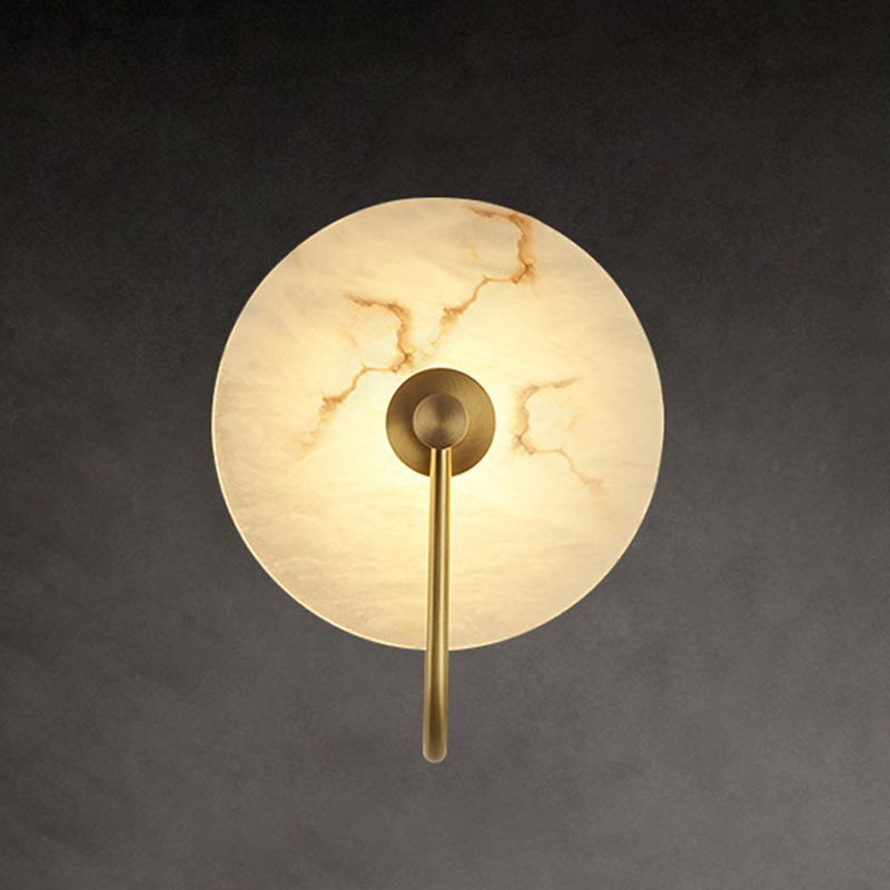 Nordic Style Wall Light Round White LED Wall Sconce with Mica for Living Room
