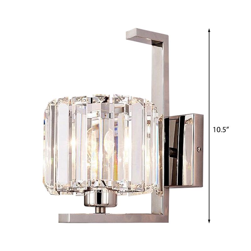 Clear Crystal Drum Wall Mount LAMP STYLE Minimalisme 1 Éclairage mural léger avec plaque arrière en métal en chrome