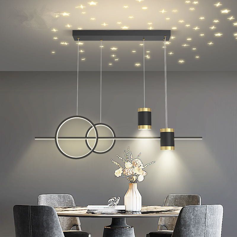 5 Light Geometric Island Lights Modernism Metal Island Light Fixtures for Dining Room
