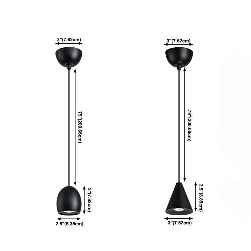 Pendentif intérieur minimaliste, éclairage pendentif en métal à LED noir à 1 lumière pour chambre à coucher