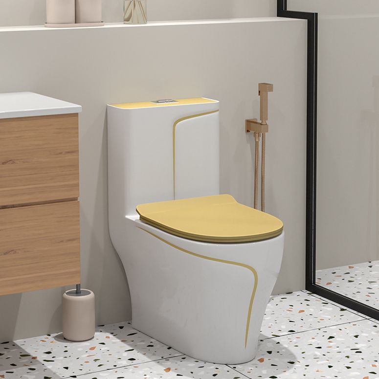 Traditional Skirted Toilet Floor Mount One-Piece Flush Toilet with Slow Close Seat