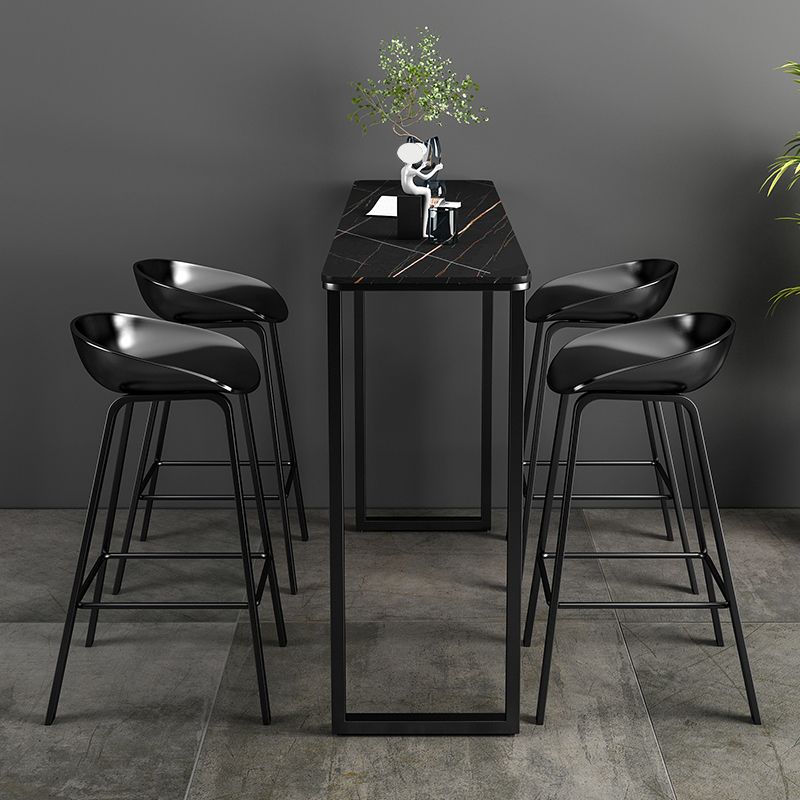 Industrial Indoor Rectangle Counter Wine Table Stone and Metal Bar/Dinette Table