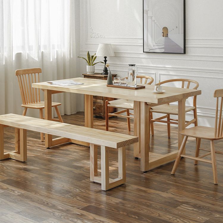 Modern Simple Solid Wood Table for Restaurant Rectangle Table with Wood Base