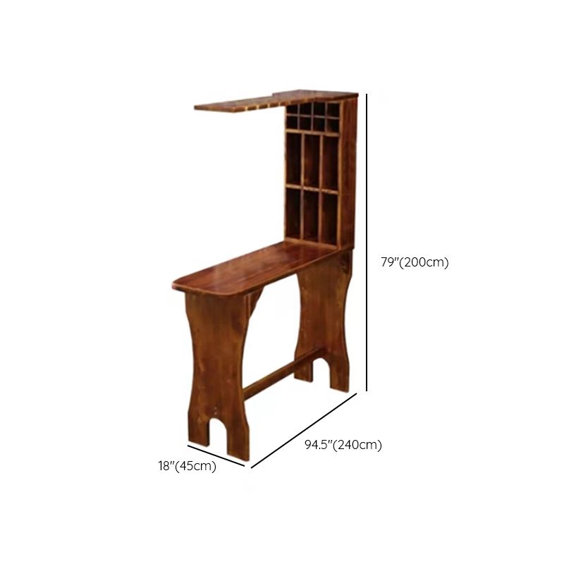 Traditional Indoor Bar Table Solid Wood Bar Table with Wine Glass Holders