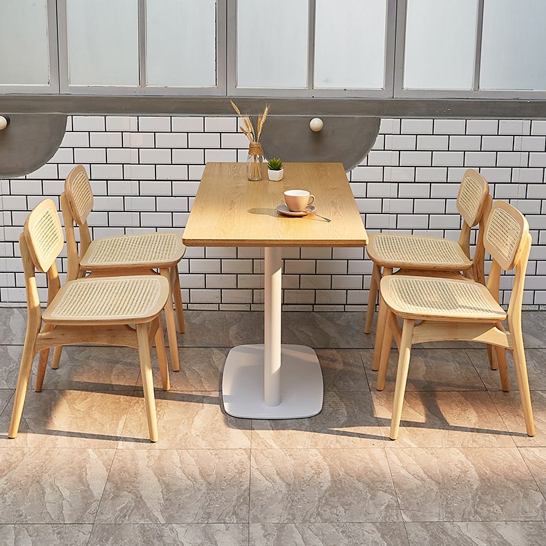 Modern Coffee Shop Dining Table Set 1/4/5 Pieces Solid Wood Dinette Set in Natural