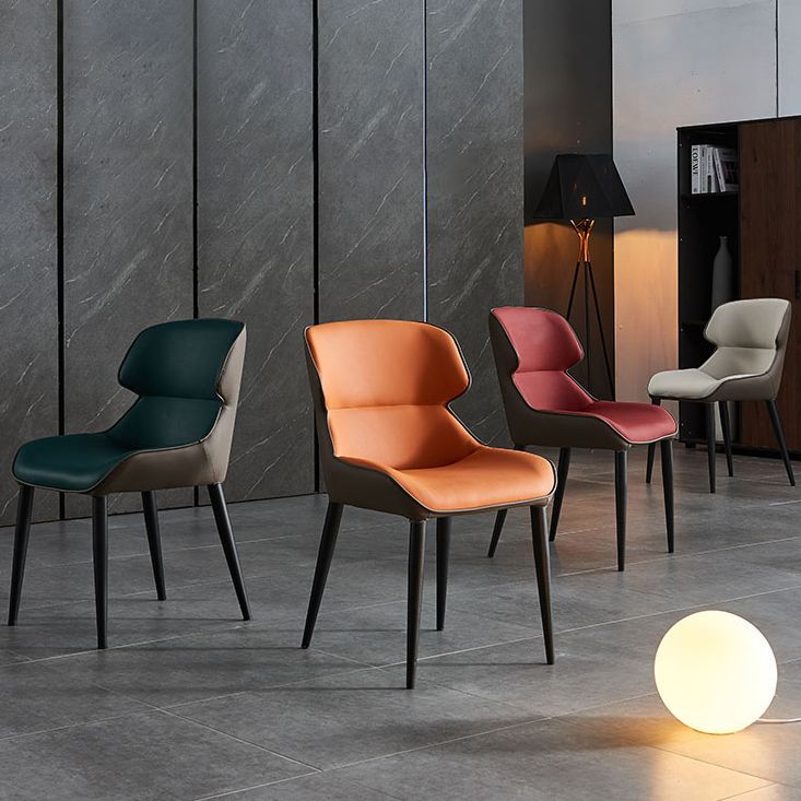 Faux Leather and Metal Armless Dining Chairs Modern Side Chair