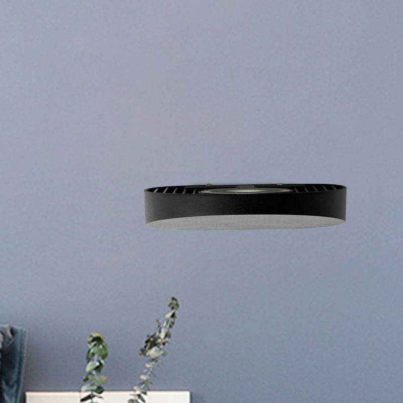 Aluminum Round Flush Wall Sconce Minimalist LED Wall Lighting in Black/Grey/White Finish for Corridor