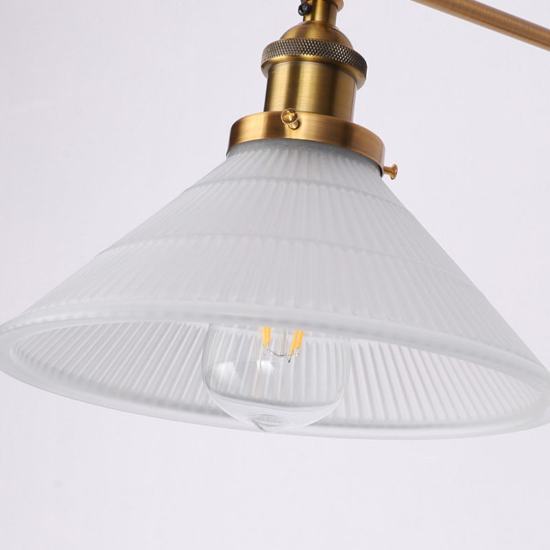 Vintage Industrial Cone Leuchte Leuchte Metall 1-Licht Wandleuchte in Messing und Weiß