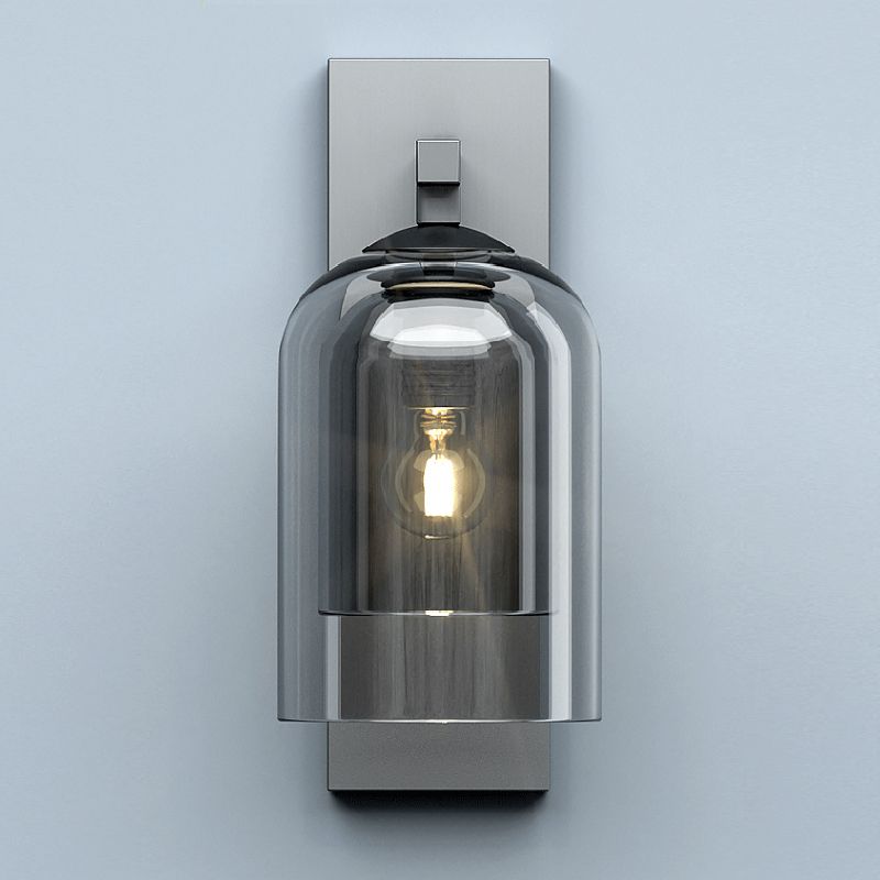 Industrial Style Cylinder Wall Light Glass 1 Light Sconces for Bedroom