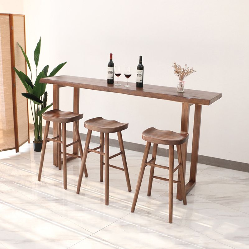 Industrial 1/2/4/5 Pieces Wooden Bar Table Set Rectangle Bar Table with High Stools