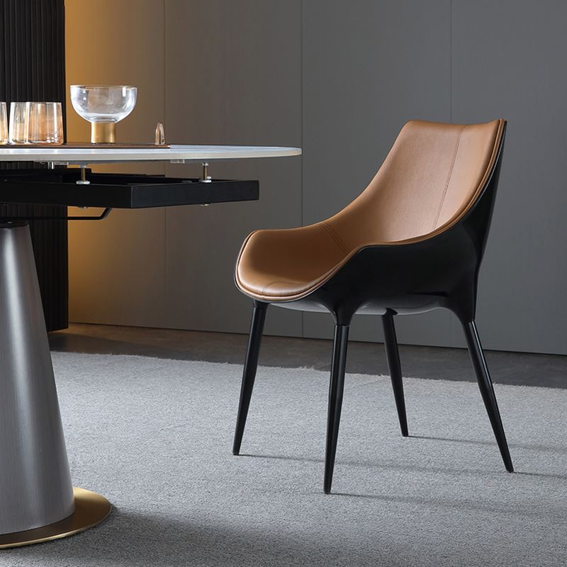 Modern Leather Dining Room Chair Arm Metal Dining Chairs for Restaurant