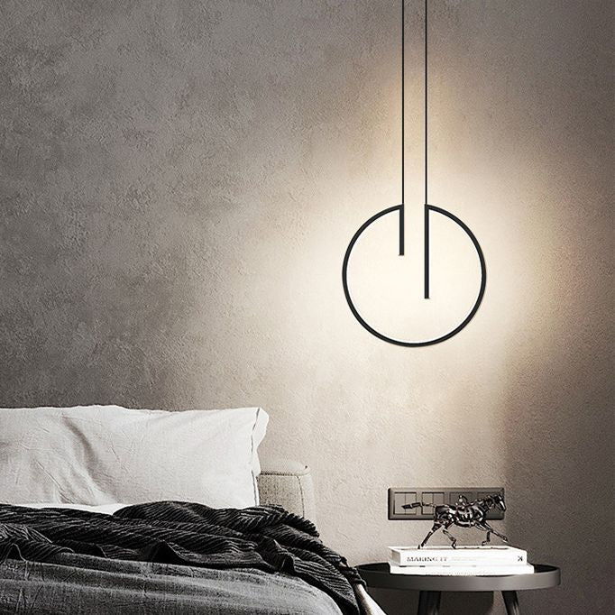 Geometrical Bedroom Pendant Light Fixture Metal LED Nordic Pendant Ceiling Light in Black