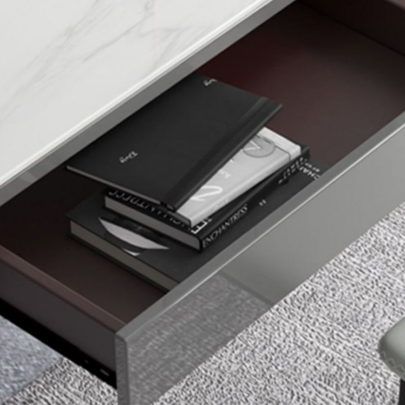 2 Drawers Writing Desk Rectangular Shaped Office Desk in Grey