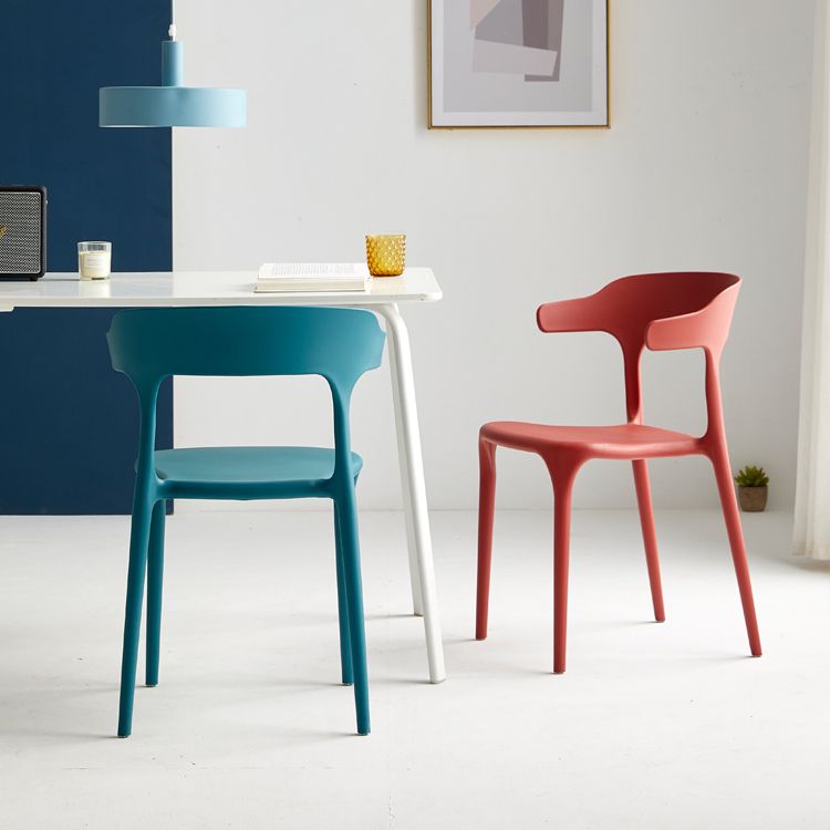Modern Dining Room Armless Plastic Open Back Stackable Dining Chair