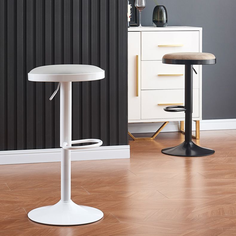 Faux Leather Barstools Adjustable Height Barstools with Footrest