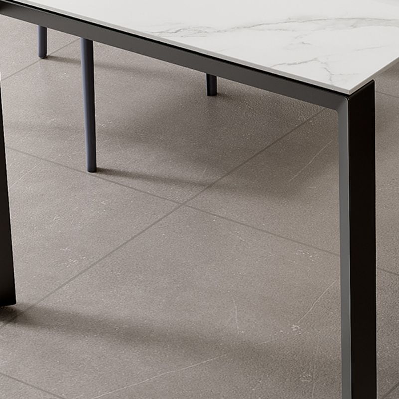 Modern Style 1/3/4/5 Pieces Dining Table Rectangle Stone Extendable Furniture in White