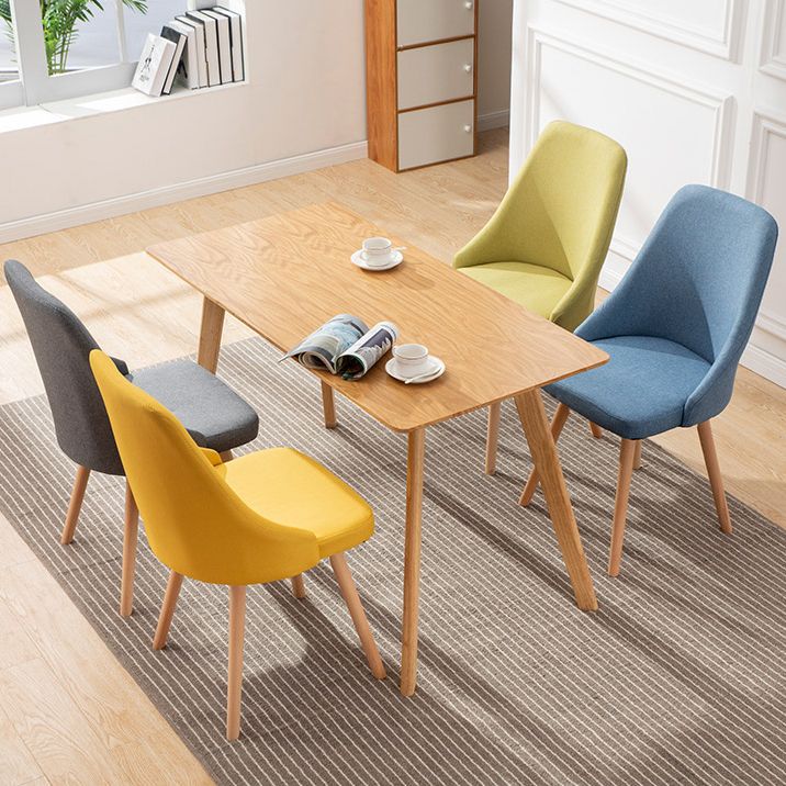 Scandinavian Beech Upholstered Side Chair Parsons Dining Chair for Home