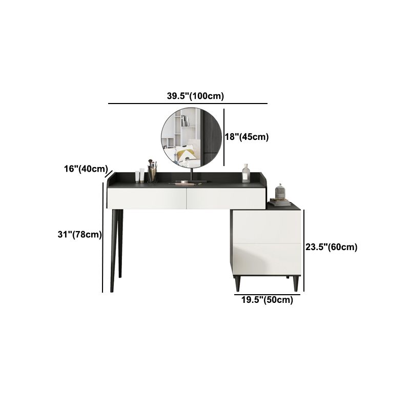 Black Stone Top Vanity Table Set Modern Simple Drawers in Included Makeup Dressing Table