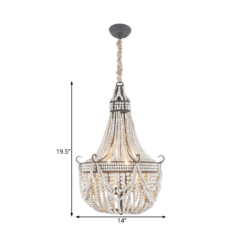 Luz de 3 luces Luz de lámpara con forma de imperio Luz de techo de dormitorio de mordazas de madera en blanco