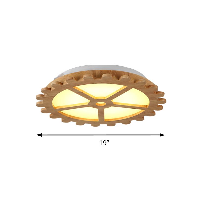 Plafonnier LED circulaire Beige en bois pour enfants, joli plafonnier pour chambre d'enfant