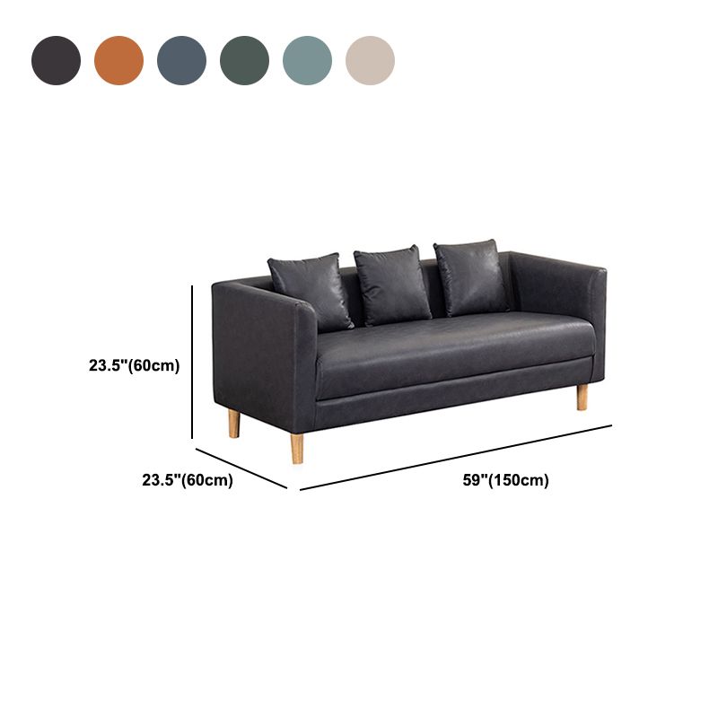 Faux Leather 3-seater Sofa Tuxedo Arm Stain Resistant 23.62" Wide