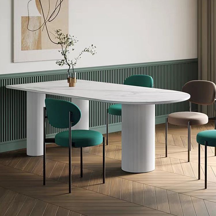 Metal Contemporary Free Form Dining Table Sintered Stone Dining Table with 3 Legs