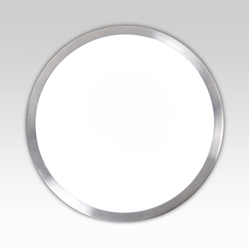 Silver Circular Metal Flush Mount Fixture Simple Style LED Bedroom Ceiling Flush Mount with Acrylic Diffuser, 7.5"/9"/10" Dia