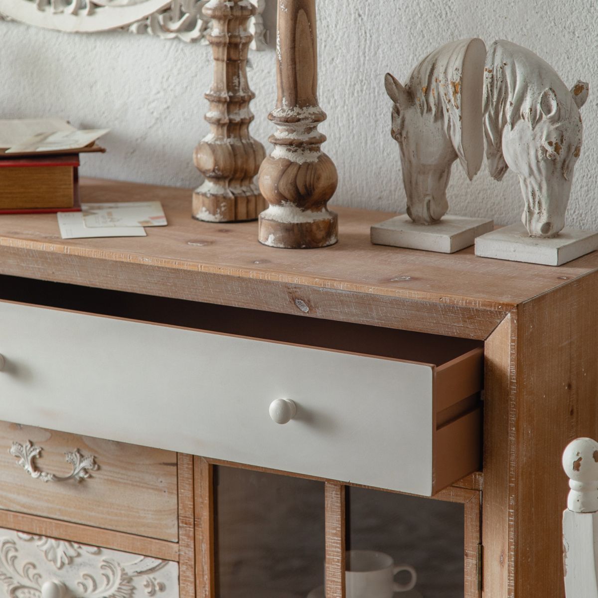 Industrial Espresso Accent Cabinet with Drawer Chest with Doors