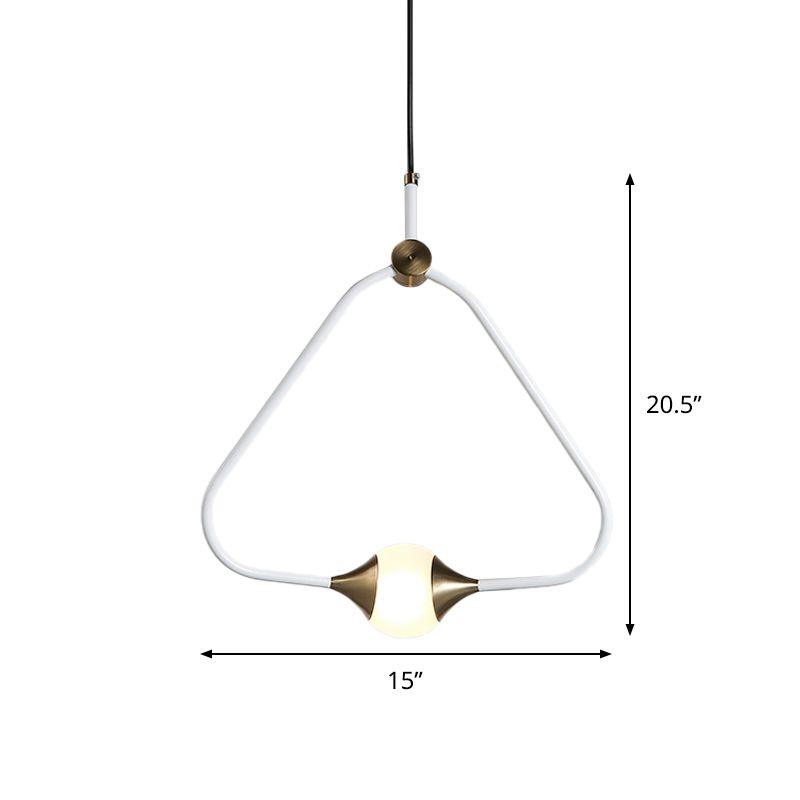 Orbe Péndulo de vidrio esbelto Luz Minimalista 1 Cabeza Costil de techo blanco con marco triangular