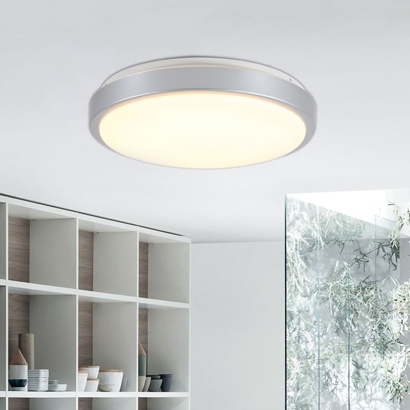 Acryl Schirm Bündig Montierte Decke Licht Modernes Metall Silber LED Deckenbündige Fassung für Wohnzimmer in Warm/Weiß, 10.5 "/13" /16 " Dia