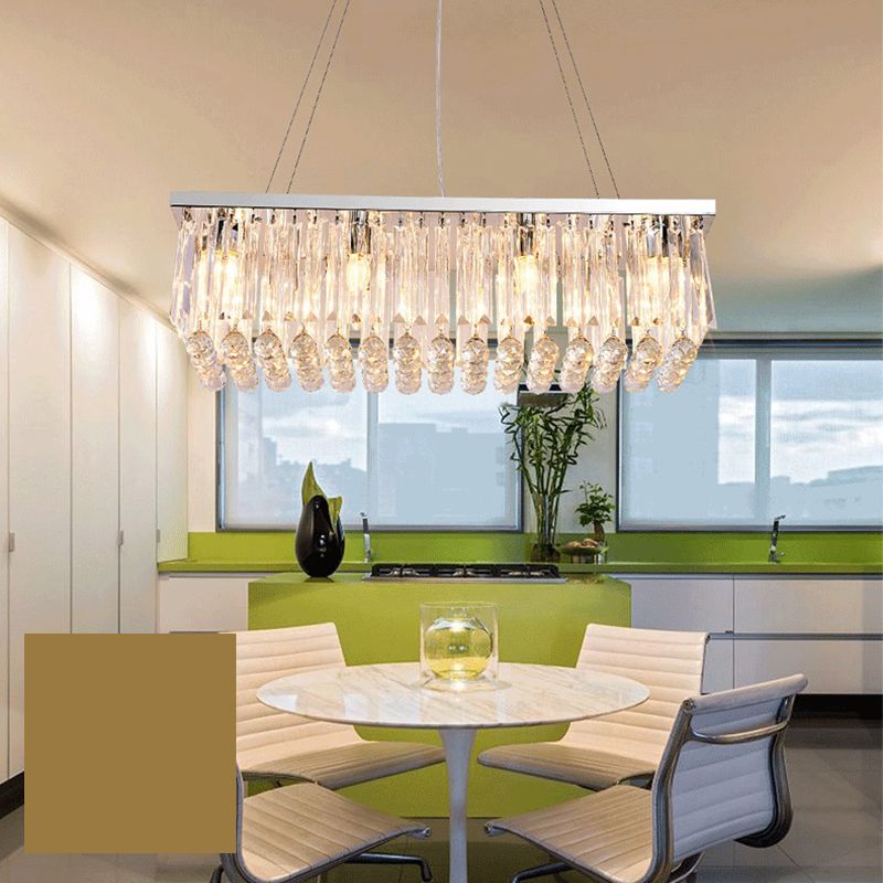 Modern Style Island Light Clear Crystal Chandelier Lamp for Living Room