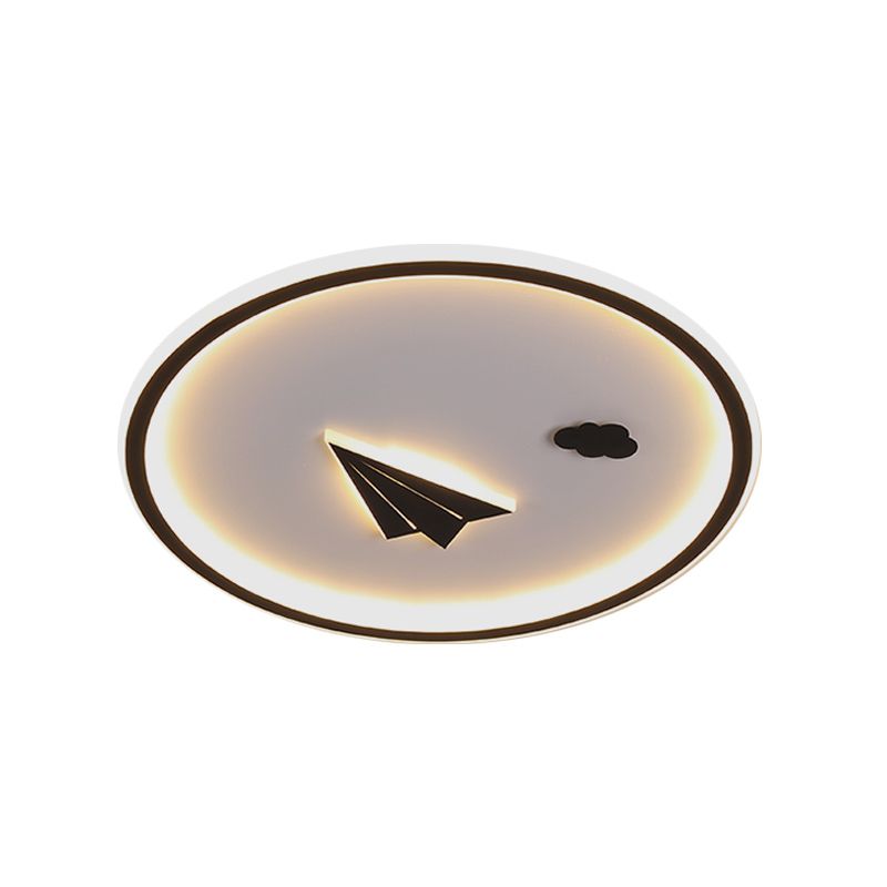 Metal Paper Plane and Cloud Flushmount Nordic LED Black Ceiling Flush Mount in Warm/White Light