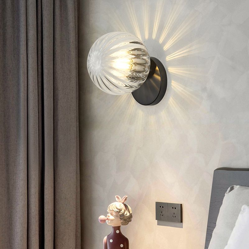 Glass Spherical Shape Wall Lights Modern Style 1 Light Wall Mount Fixture for Living Room