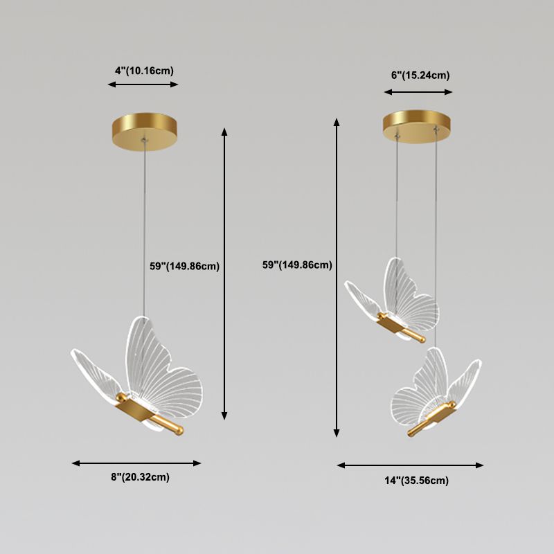 Nordischer Luxusstil Schmetterling Leuchte LED -Schlafzimmer Schmetterling Anhänger Kronleuchter