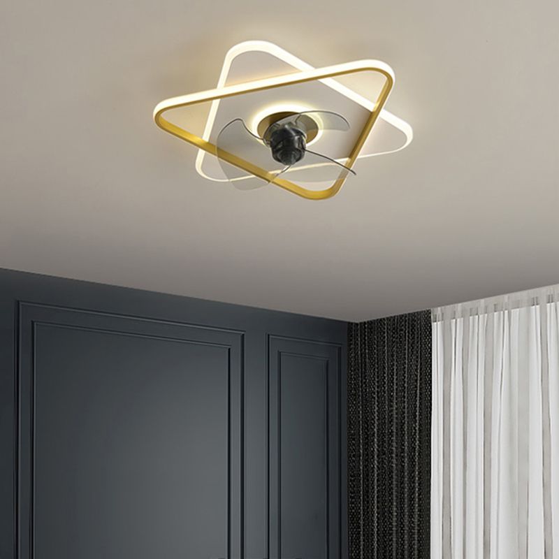 3-Lights Modern LED Fan Light Metal Geometric Flush Mount Light for Living Room