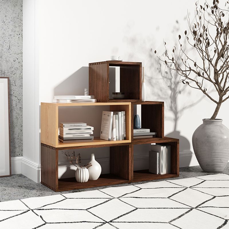 Open Back Contemporary Bookshelf Solid Wood Cube Bookcase for Office