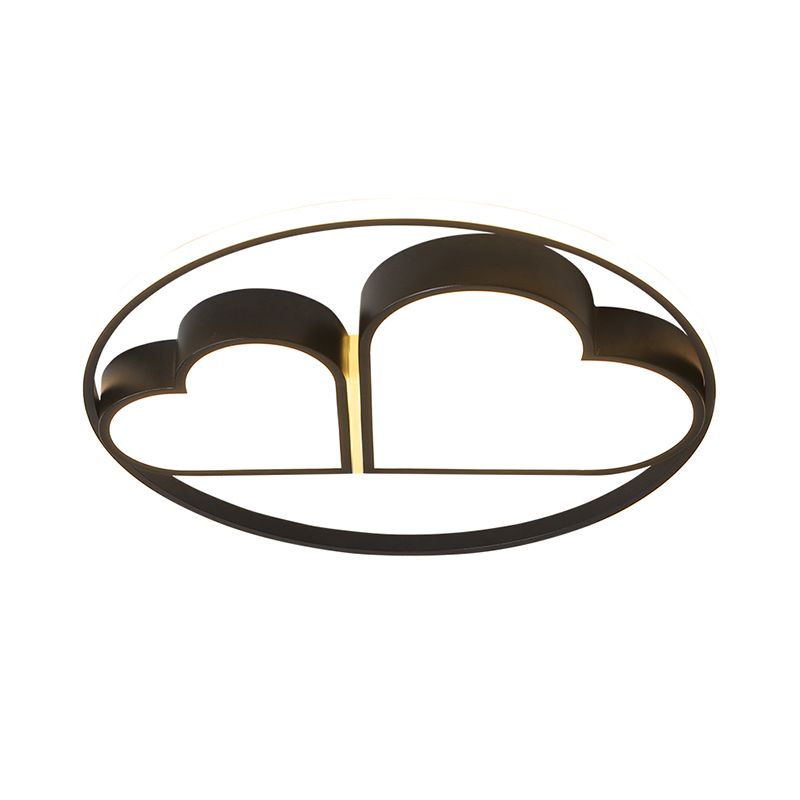 Nordic Style LED Flushmount with Acrylic Shade Black Finish Dual Loving Heart Ceiling Mounted Fixture