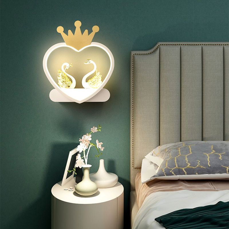 Nordic Style Heart Wall Mount Lighting Acrylic Wall Mounted Light Fixture for Bedroom