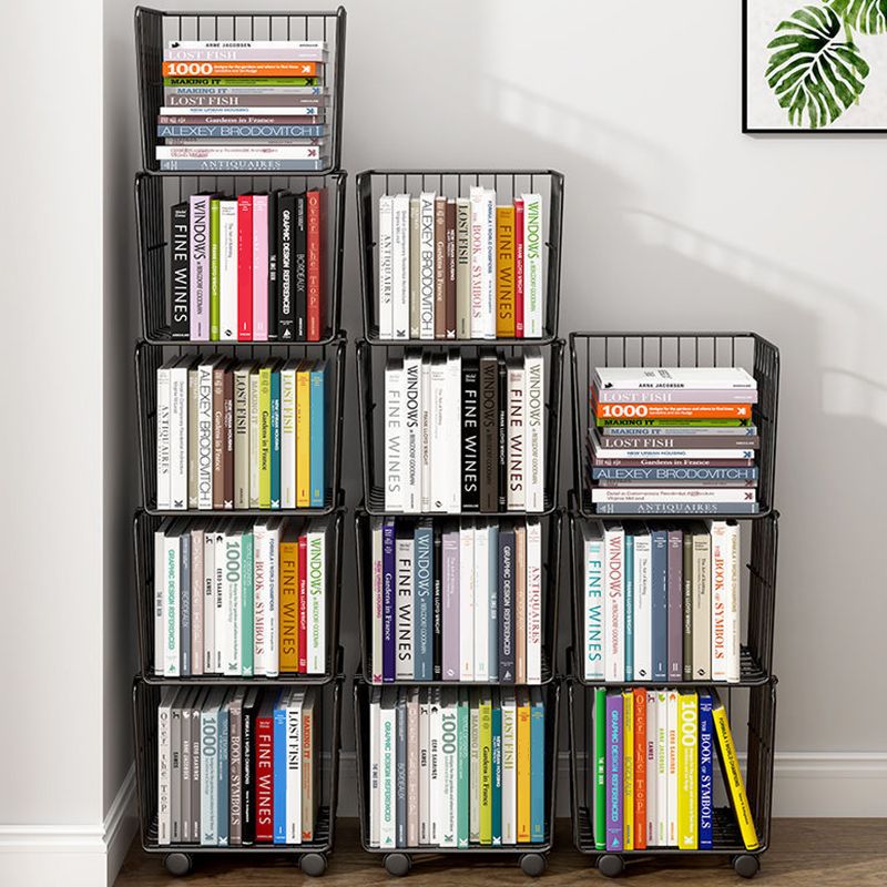Contemporary Metal Shelf Bookcase Closed Back Vertical Bookcase