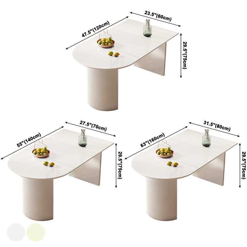 Metal Contemporary Free Form Dining Table White Sintered Stone Table for Dining Room and Kitchen