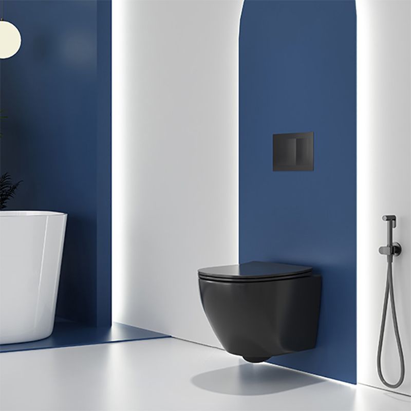 Contemporary Wall Hung Toilet Bowl Polished Finish Toilet with Glazed Surface