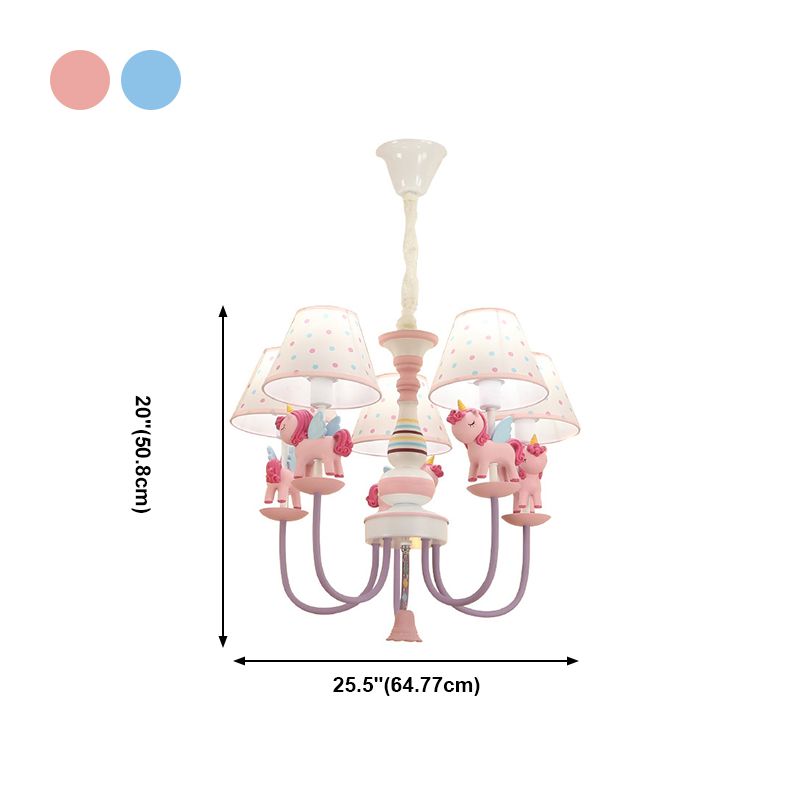 Cartoon Unicorn Ceiling Hung Fixture Metal Children's Room Down Lighting Pendant