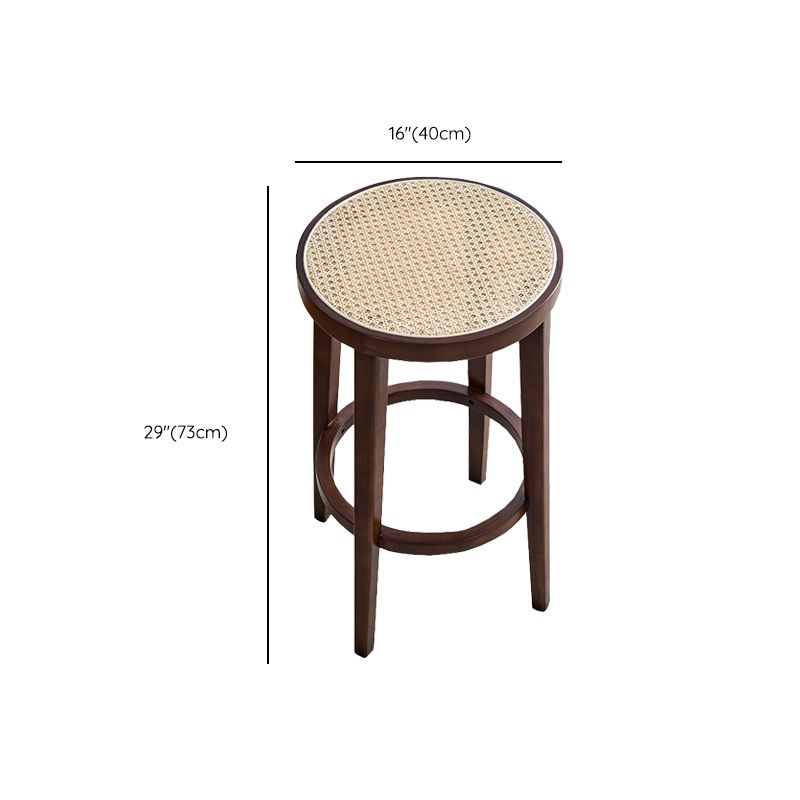 Modern Solid Wood Bar Stool Backless Rattan Bar Stool for Living Room
