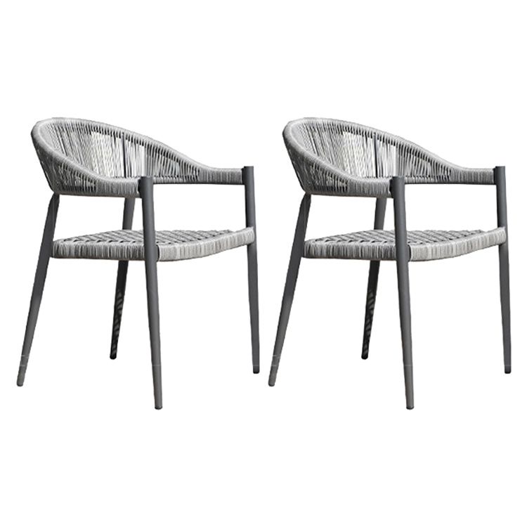 Tropical Grey Patio Dining Chair with Aluminum Base Stacking Chairs