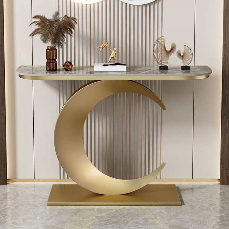 Half Moon Glam Console Accent Table Antique Finish Console Sofa Table