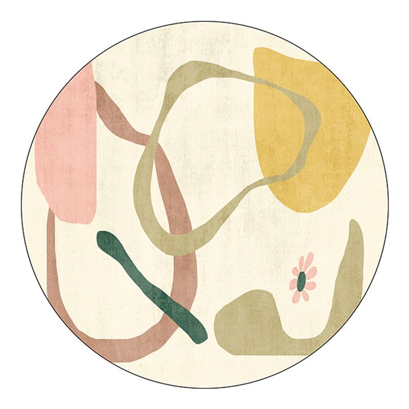 Green Nordic Rug Polyester Color Block Rug Stain Resistant Rug for Living Room