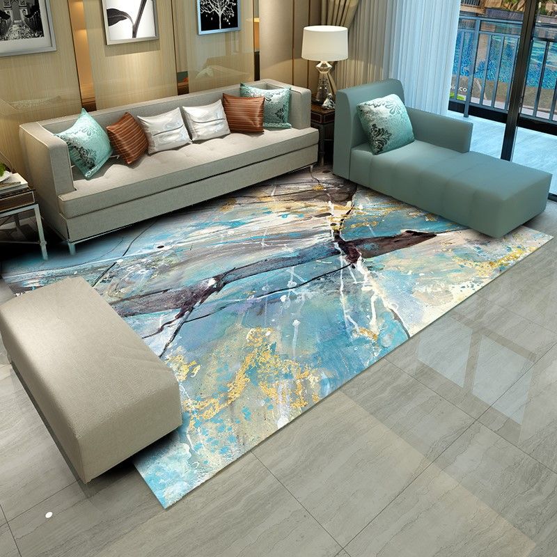 Contemporary Rug Abstract Pattern Basic Area Rug Polyester Anti-Slip Rug for Living Room