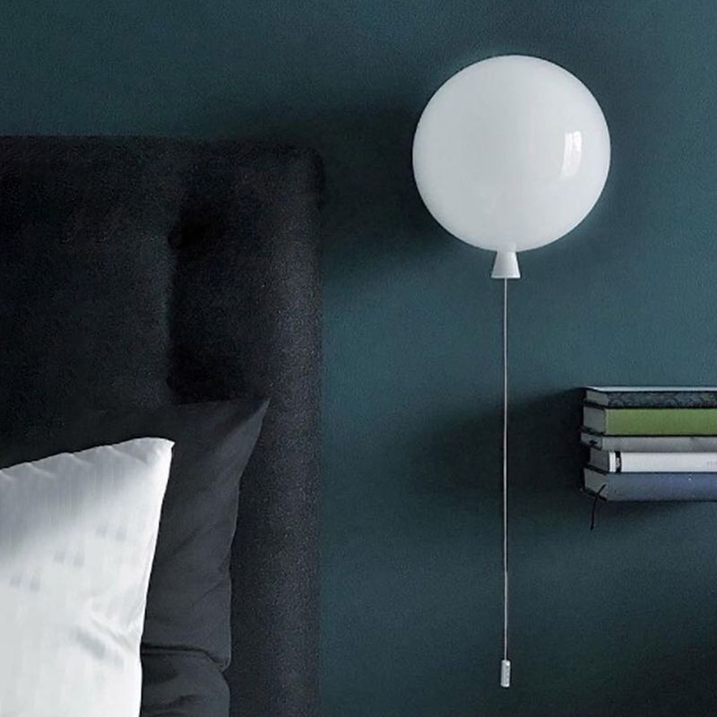 Macaron Style Wall Mount Light 1-Light Wall Light with Glass Shade for Bedroom